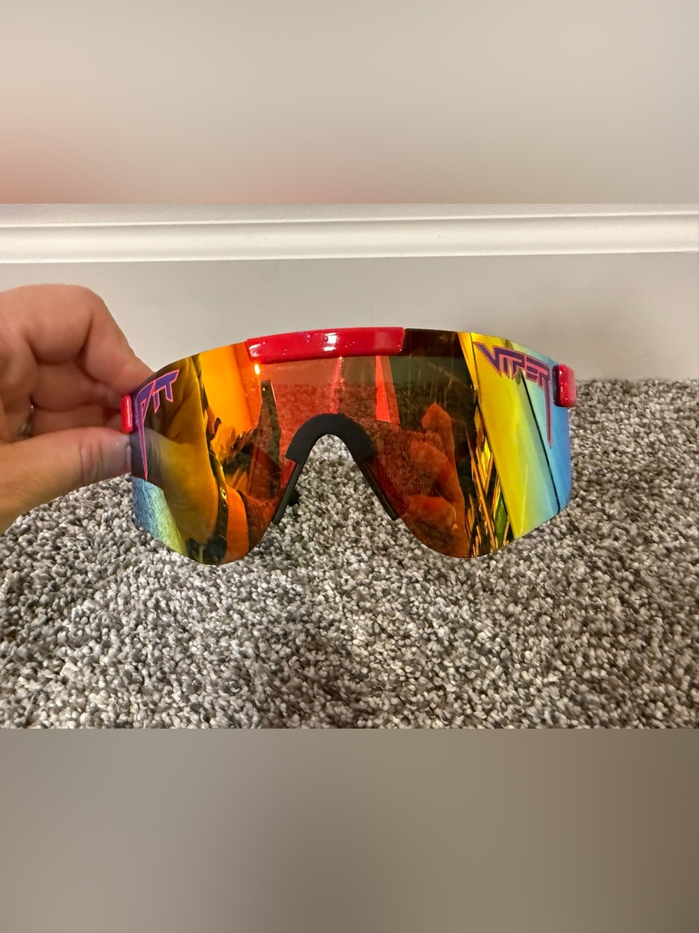 Pit viper full face sunglasses mirrored bright pink